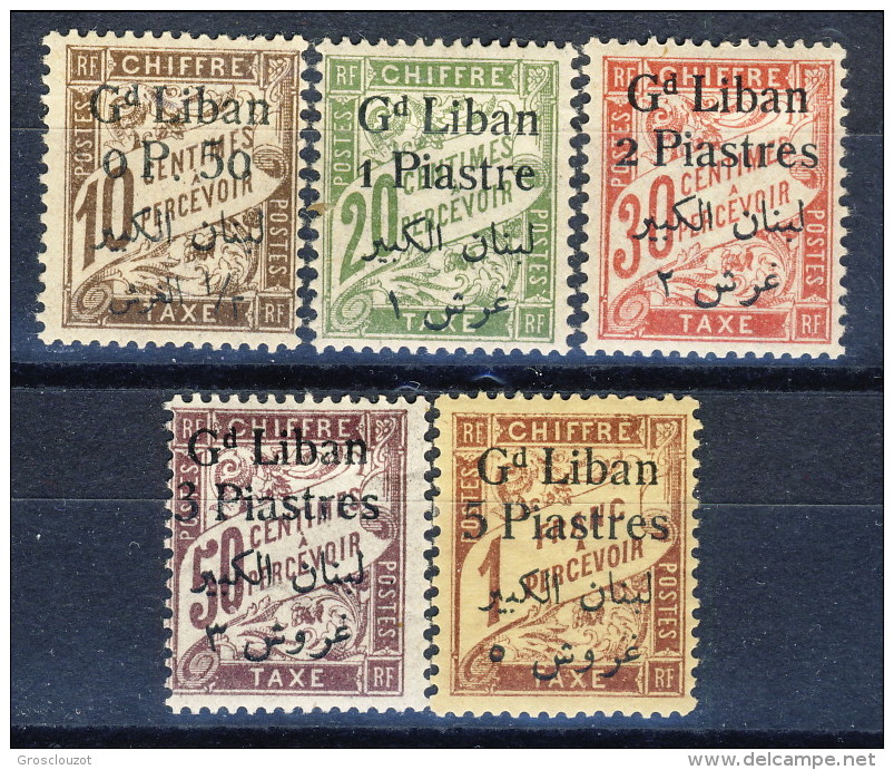 TGrand Liban 1924 Timbre Taxe Sovrastampa Bilingue Serie N. 6 - 10 MLH Catalogo &euro; 35 - Timbres-taxe