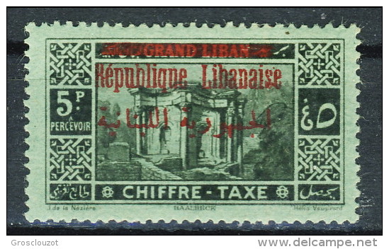 TGrand Liban 1925 Timbre Taxe  N. 15 Pi. 5 Nero E Verde *MH Catalogo € 5,25 - Timbres-taxe