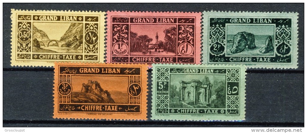 TGrand Liban 1925 Timbre Taxe Serie N. 11 - 15 Luoghi Vari MH Catalogo € 12,25 - Postage Due