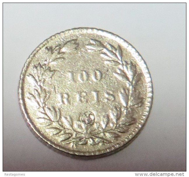D Pedro V 100 Reis 1861 (Replica Com Banho De Níquel Mate REPRODUCTION  Fausse Monnaie) - 2 Scans - Counterfeits