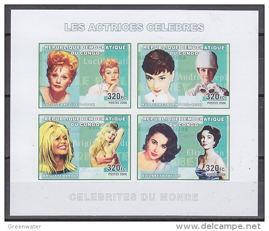 Congo 2006 Actrices Celebres  M/s IMPERFORATED ** Mnh (26940H) - Mint/hinged