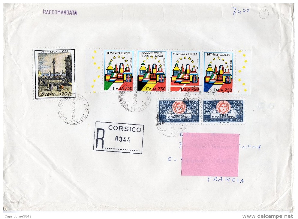 Italie 1993 - Petite Place De Venise (Yvert 2013)+Unité Européenne (1987/89)+centenaire Du Timbre Colonial (2031) - 2001-10: Storia Postale