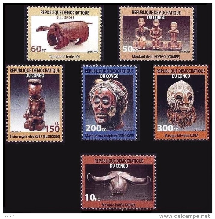 République Démocratique Du Congo - 2002 - Art, Masques Africaines - 5 Val Neufs ** // Mnh // CV €16.00 - Ungebraucht