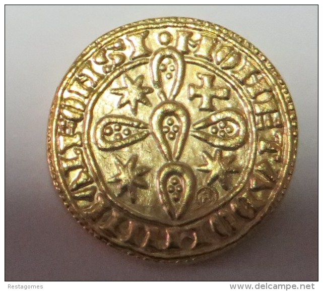 D Afonso II Morabitino Ouro (Replica Com Banho De Ouro REPRODUCTION  Fausse Monnaie) -2 Scans - Counterfeits