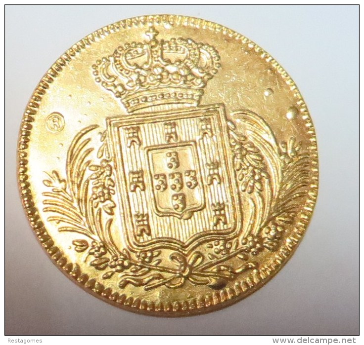 D Miguel I  1828  6400 Reis Ouro (Replica Com Banho De Ouro REPRODUCTION  Fausse Monnaie) -2 Scans - Counterfeits