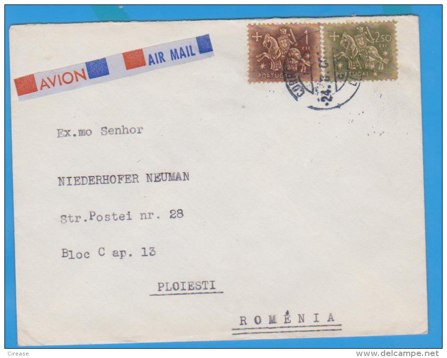 STAMP ON COVER AIR MAIL PORTUGAL TO ROMANIA - Lettres & Documents
