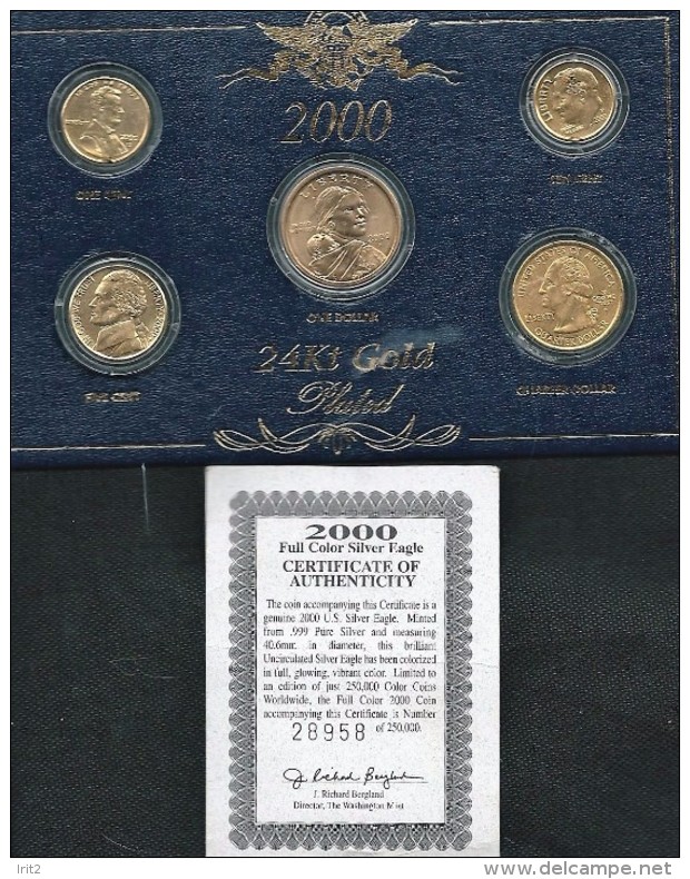 USA-STATI UNITI MONETE TEH COIN ACCOMPANYING THIS CERTIFCATE IS A GENUNE 2000 U.S.A  SILVER-GOLD - Other & Unclassified