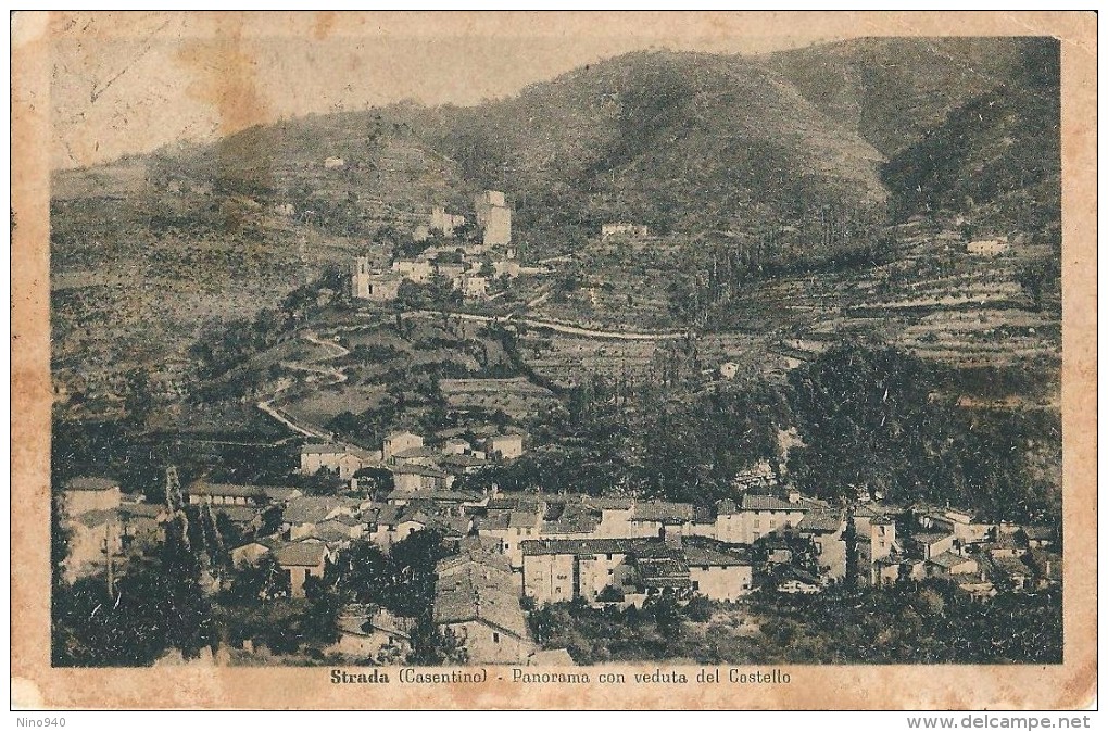 STRADA (AR) - CASENTINO - PANORAMA CON CASTELLO - F/P - V:1949 - SEGNATASSE - Arezzo