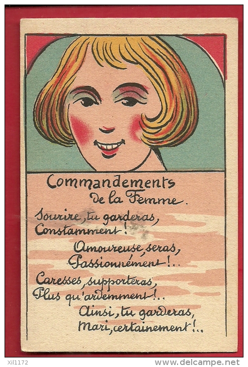 PBO-22 Illustrateur à Déterminer. Griff ? Commandements De La Femme.  Humour.  Non Circulé - 1900-1949