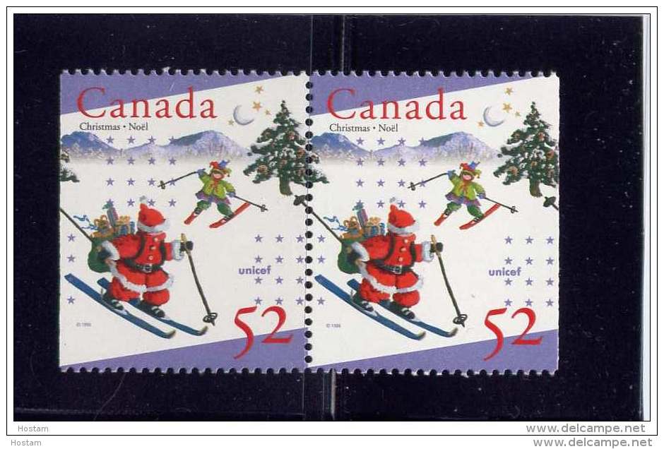 CANADA, 1996,  # 1628, UNICEF & CHRISTMAS   PAIR  MNH - Timbres Seuls