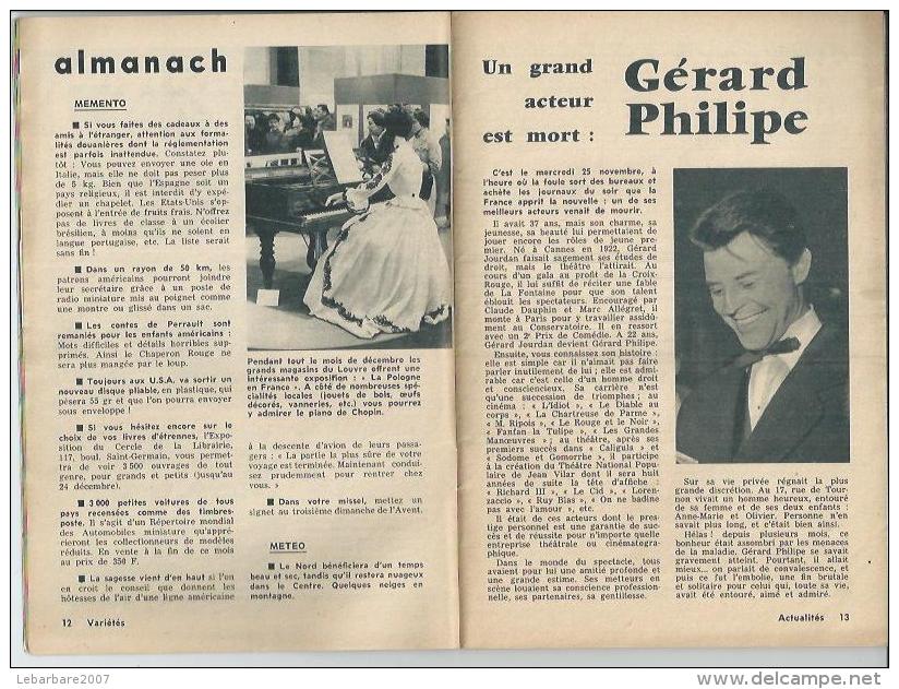 TOP Réalités Jeunesse  N° 56 - GERARD PHILIPPE - DALIDA  - SKI -  DECEMBRE 1959 - Autres & Non Classés