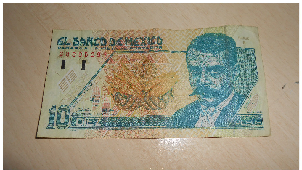 BILLETE MEXICO 10 NUEVOS PESOS  EMILIANO ZAPATA 1992 - México