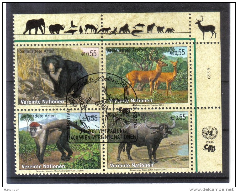 Yabe124 VEREINTE NATIONEN UNO WIEN 2004 MICHL  406/09 VIERERBLOCK ** - Used Stamps