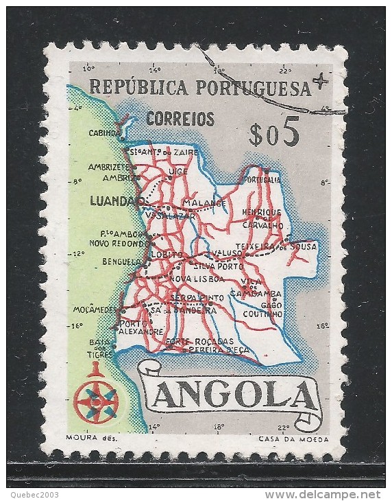 Angola 1955. Scott #386 (U) Map Of Angola - Angola