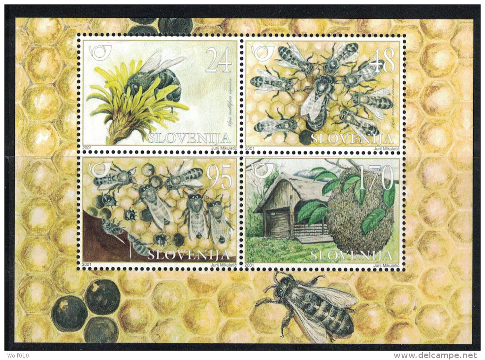 Slovenia. 2001. Bees. MNH Sheet Of 4. SCV = 6.25 - Honeybees