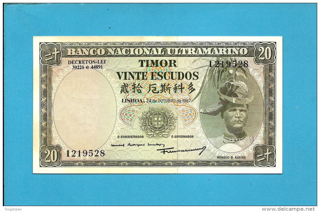 TIMOR - 20 ESCUDOS - 24.10.1967 - UNC - P 26 - Sign. 7 - 7 Digit - REGULO D. ALEIXO - PORTUGAL - Timor