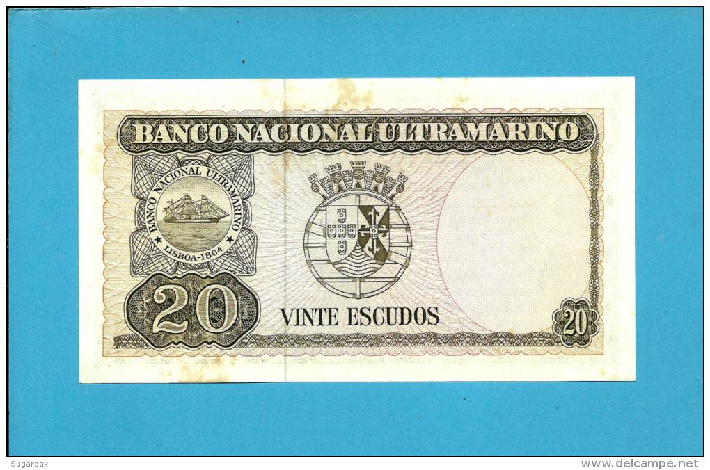 TIMOR - 20 ESCUDOS - 24.10.1967 - P 26 - AUNC - Sign. 7 - 7 Digit - REGULO D. ALEIXO - PORTUGAL - Timor