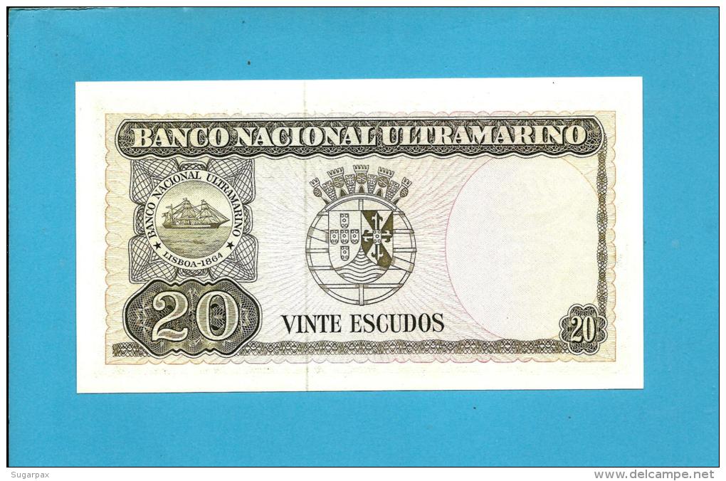 TIMOR - 20 ESCUDOS - 24.10.1967 - UNC - P 26 - Sign. 7 - 7 Digit - REGULO D. ALEIXO - PORTUGAL - Timor