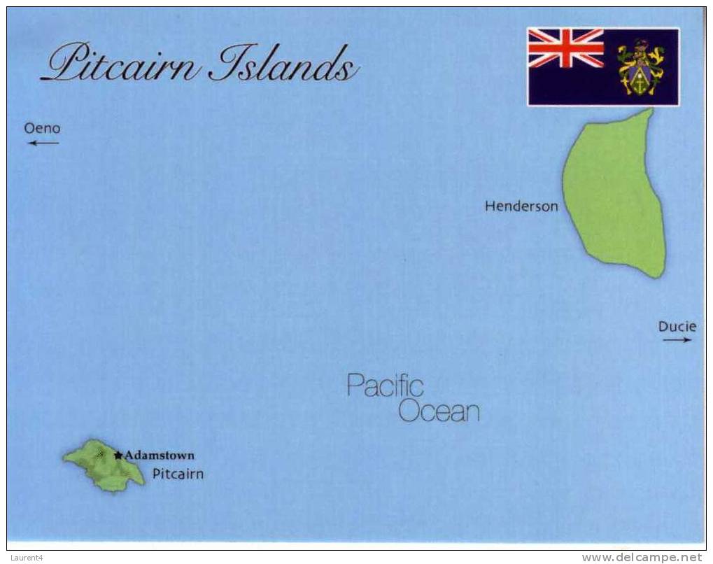 Map & Flag Of Pitcairn Islands - Carte Géographique Des Iles De Pitcairn - Islas Pitcairn
