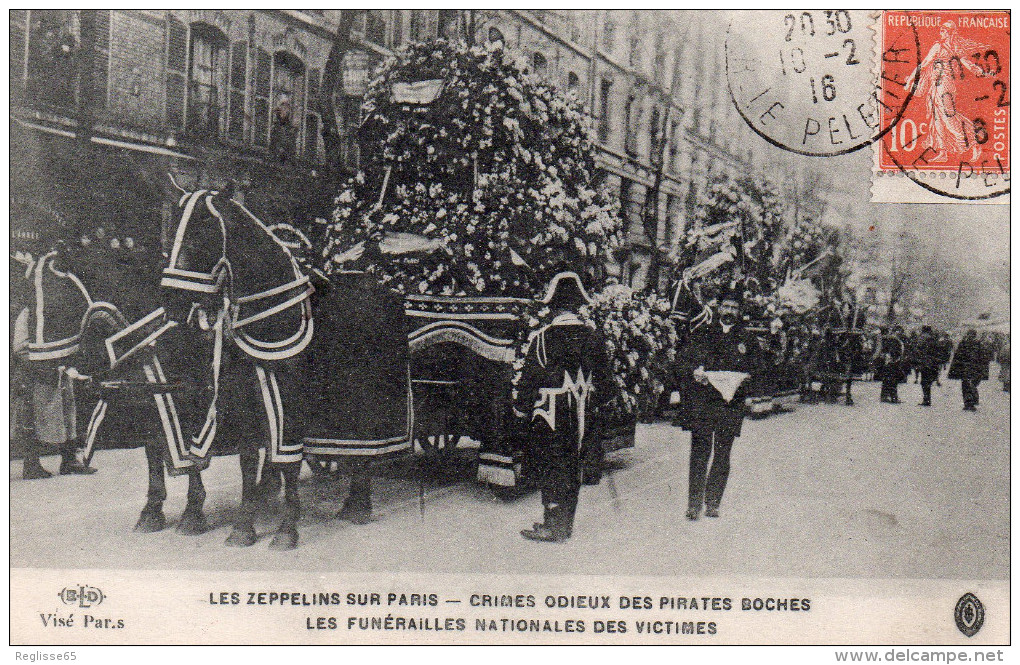 CPA-LES ZEPPELINS - FUNERAILLES NATIONALES DES VICTIMES DES CRIMES ODIEUX DES PIRATES BOCHES -CL.17.50 - Funérailles