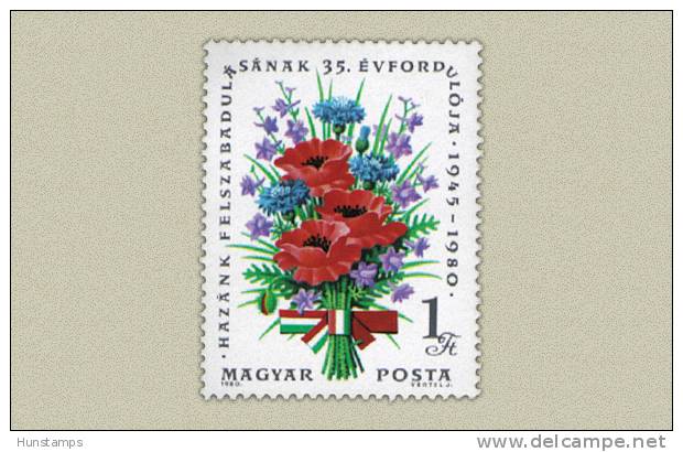 Hungary 1980. Flowers / Liberation Stamp.MNH (**) Michel: 3425 / 0.30 EUR - Unused Stamps