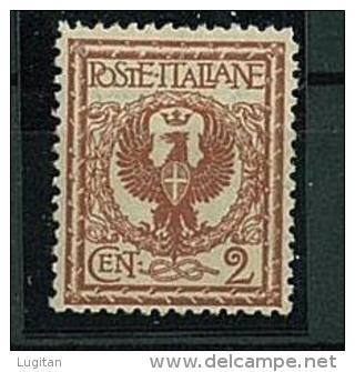 ITALY KINGDOM - YEAR 1901 KING VITTORIO EMANUELE III° EAGLE 2 CENTS RED BROWN  # 69  ** MNH - FRESH GUM WELL CENTERED - Nuovi