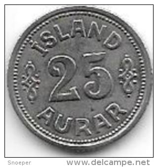 *ICELAND 25 AURAR 1940  KM 2.2  Xf - Iceland