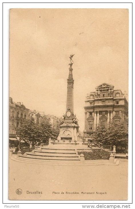 BRUXELLES - Place De Brouckère, Monument Anspach. Oblitération Mont-Gauthier Et Liège. - Collections & Lots