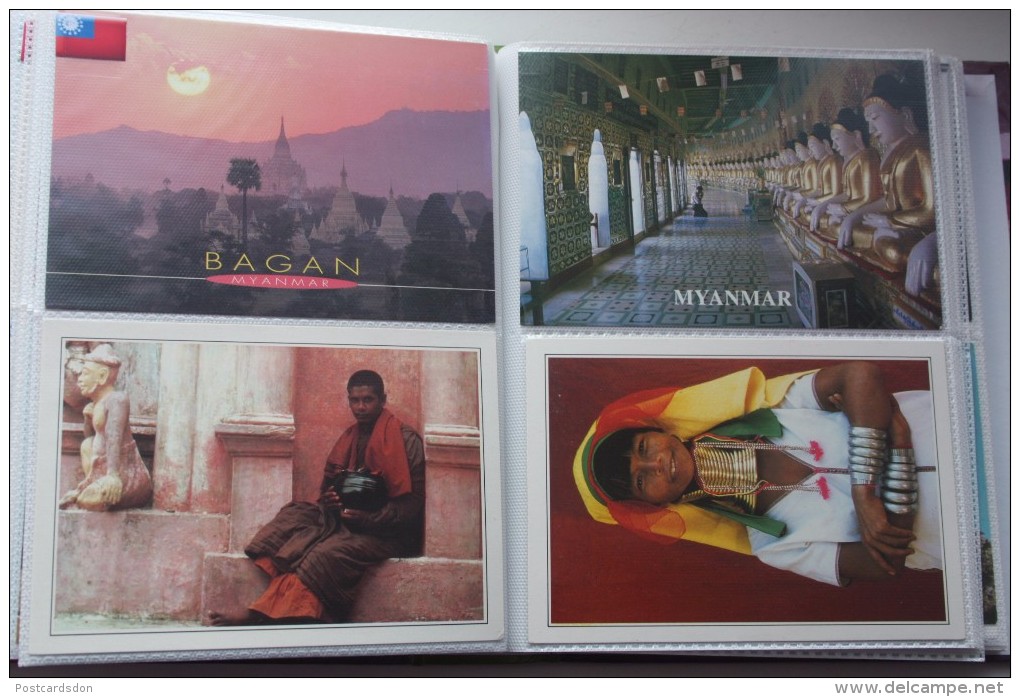 BURMANIE , MYANMAR , LOI-KAW , Giraffe-Women , Femmes Girafes  - 4  Old Postcard Lot - Bagan - Bangladesh