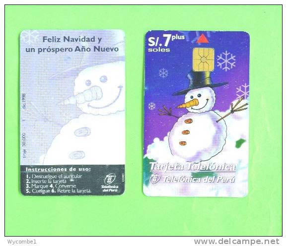 PERU - Chip Phonecard/Christmas/Snowman - Pérou