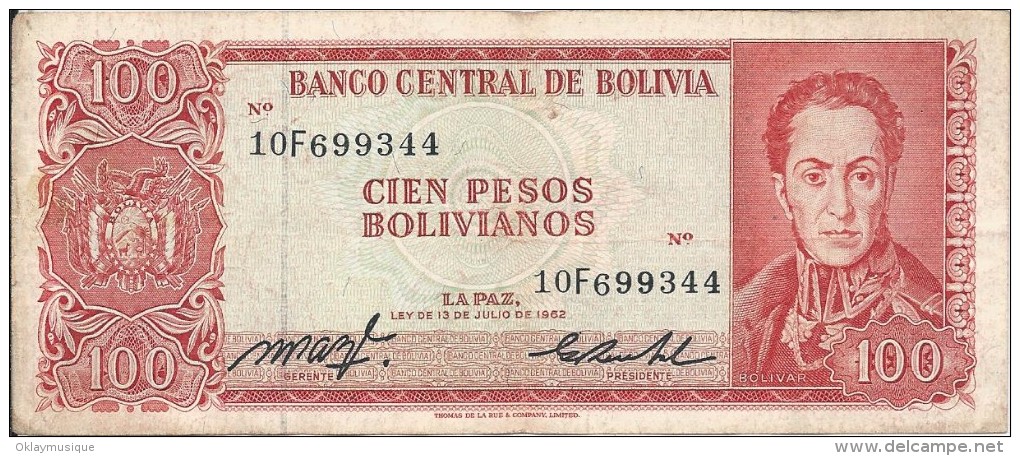 100 Pesos Bolivianos 1962 - Bolivia