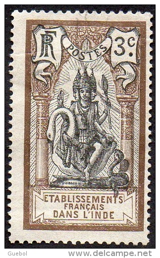 Inde Obl. N°  27 - Dieu BRAMA 3ct .Lilas Et Noir - Used Stamps