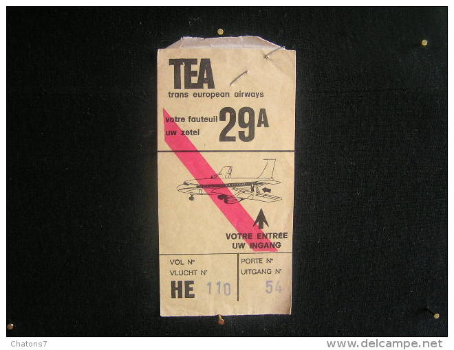 A*P/  Billet D'embarquement D'avion - TEA - Trans European Airways - - Europa