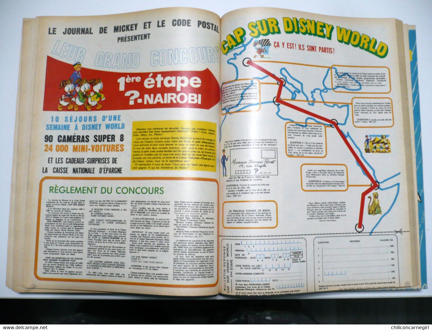 !! Exceptionnel Album Relié du Journal de Mickey N° 1073 au N° 1102 - 1973 - Dingo - Picsou - Mandrake - Castors !! TBE