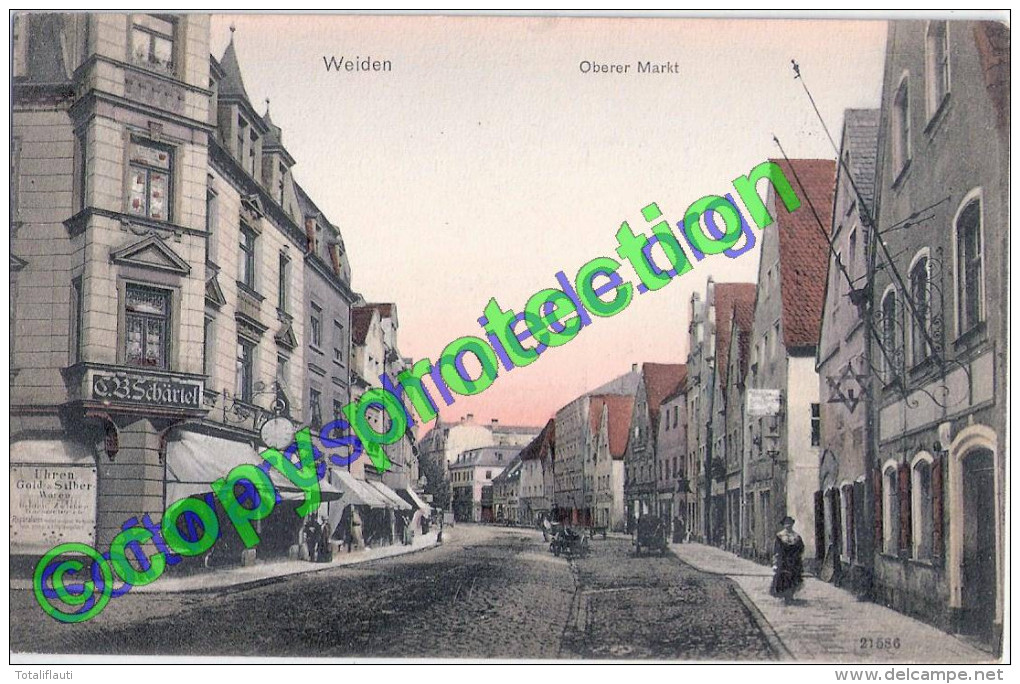 WEIDEN Bayern Ober Pfalz Oberer Markt Rechts Judaika C.B. Schärtel Brillen Zwicker 5.8.1907 Gelaufen - Weiden I. D. Oberpfalz