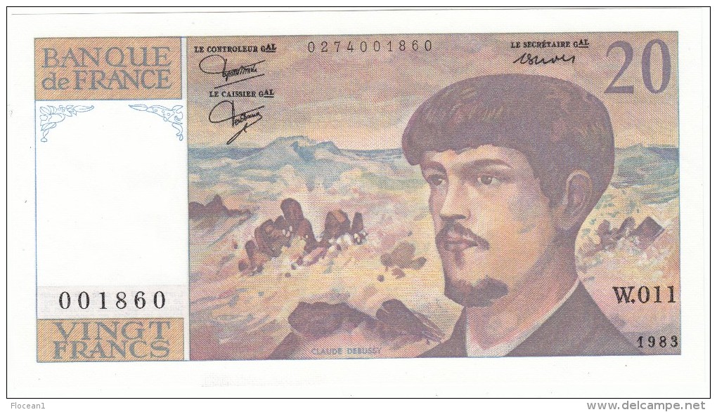 **** BILLET 20 FRANCS DEBUSSY 1983 ALPHABET W.011 N° 001860 **** EN ACHAT IMMEDIAT !!! - 20 F 1980-1997 ''Debussy''