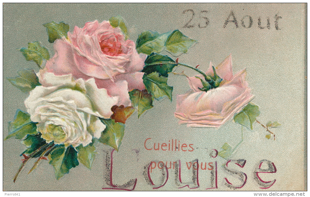 FLEURS - Jolie Carte Fantaisie Gaufrée Fleurs Prénom LOUISE (embossed Postcard ) - Prénoms