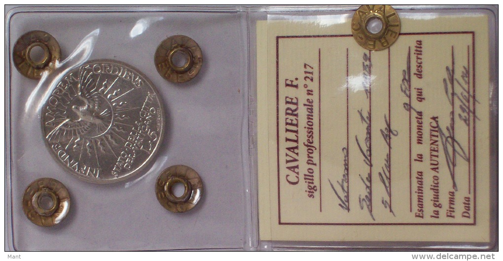 VATICANO 5 Lire SEDE VACANTE 1939 Moneta In ARGENTO Periziata Da CAVALIRE QFDC - Vaticaanstad