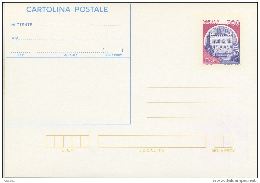 ITALIA - INTERO POSTALE 1987 - CASTELLI D´ITALIA - MONSELICE - Interi Postali