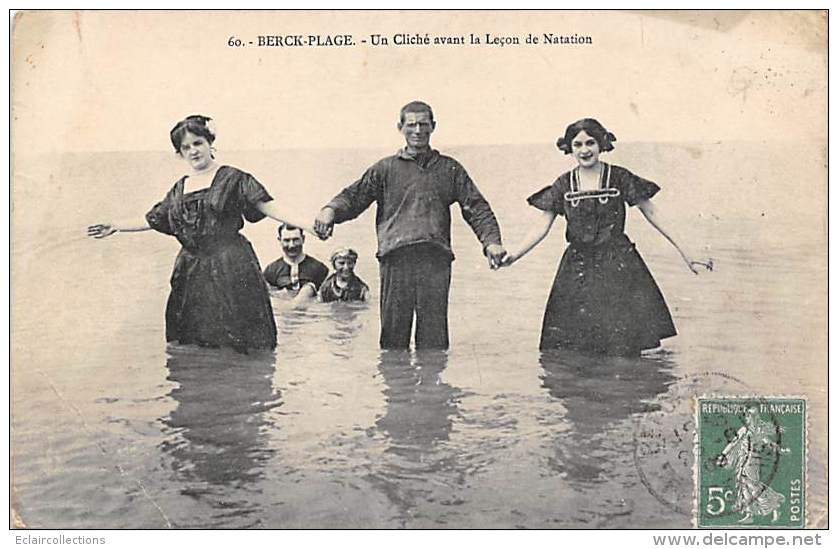 Berck    62    Scène Et Thème Plage:    Avant La Leçon De Natation - Berck