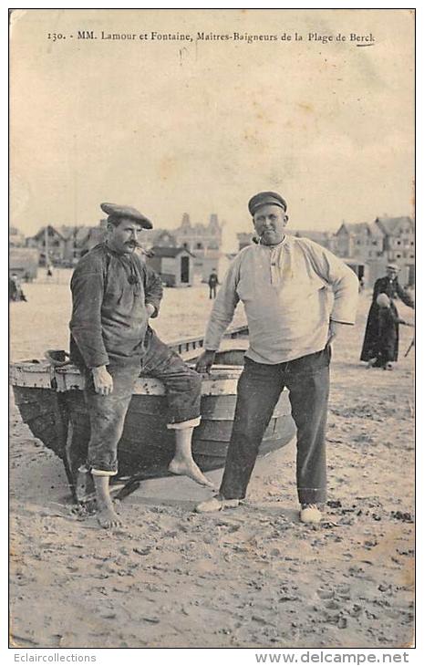 Berck    62    Scène Et Thème Plage + Anes :   Maitres Baigneurs MM Lamour Et Fontaine - Berck