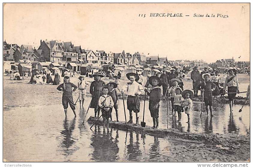 Berck    62    Scène Et Thème Plage + Anes :  Groupe D'enfants - Berck