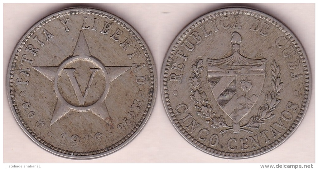 1916-MN-104 CUBA REPUBLICA 5c KM# 11.1 1916. ESTRELLA - Kuba