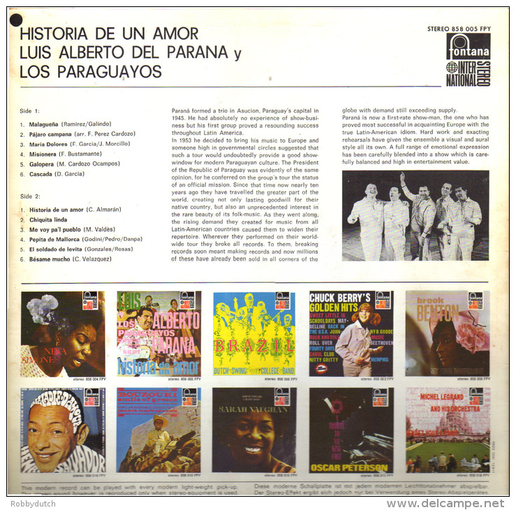 * LP *  LUIS ALBERTO Y LOS PARAGUAYOS - HISTORIA DE UN AMOR (Holland 1960 EX-!!!) - Wereldmuziek