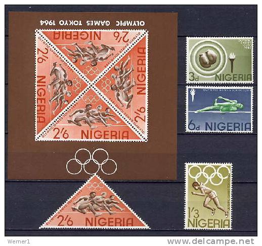 Nigeria 1964 Olympic Games Tokyo Set Of 4 + S/s MNH - Summer 1964: Tokyo