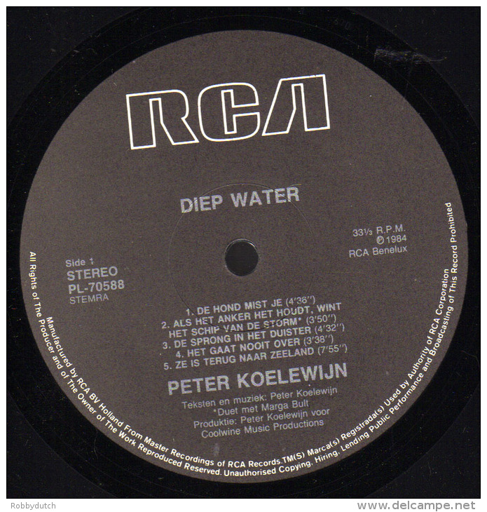 * LP *  PETER KOELEWIJN - DIEP WATER (Holland 1984 EX-!!!) - Andere - Nederlandstalig