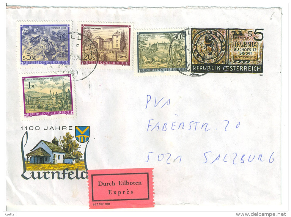 Brief, Express, Ganzsache + Zusatzfrankatur, Bludenz Nach Salzburg, 1992, (1) - Briefe U. Dokumente