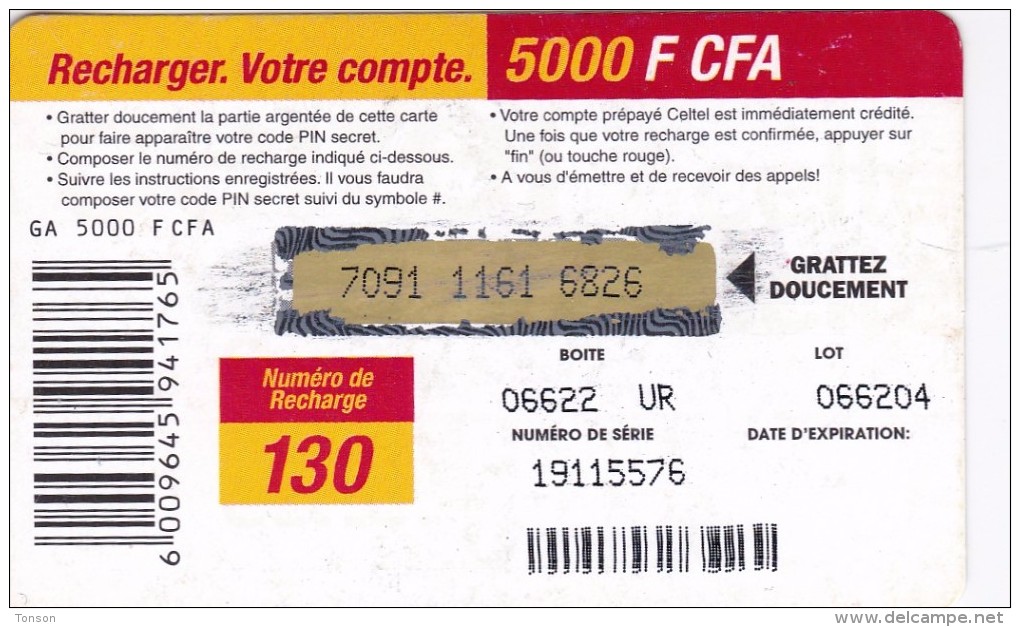 Gabon, Celtel, 2 500 F CFA, 3 Girls, 2 Scans. - Gabon