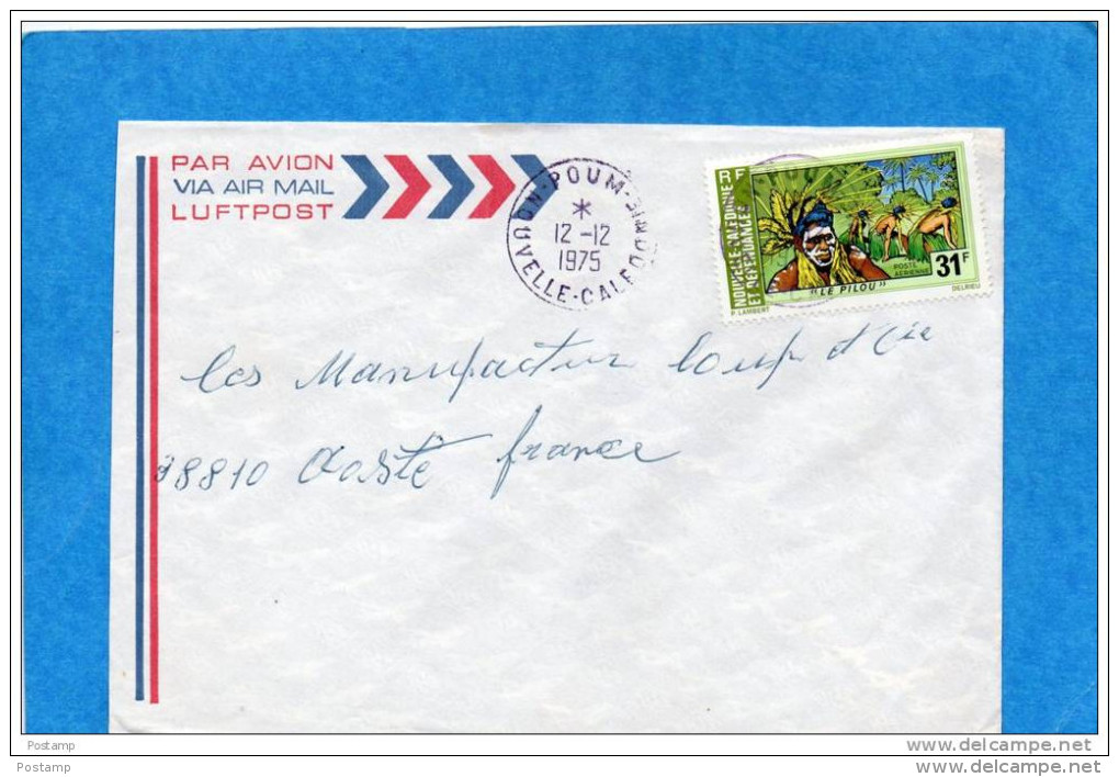 MARCOPHILIE-lettre  - NLLE CAL -cad-POUM -1975-stamps-   N° A164-pilou-pour Françe - Covers & Documents