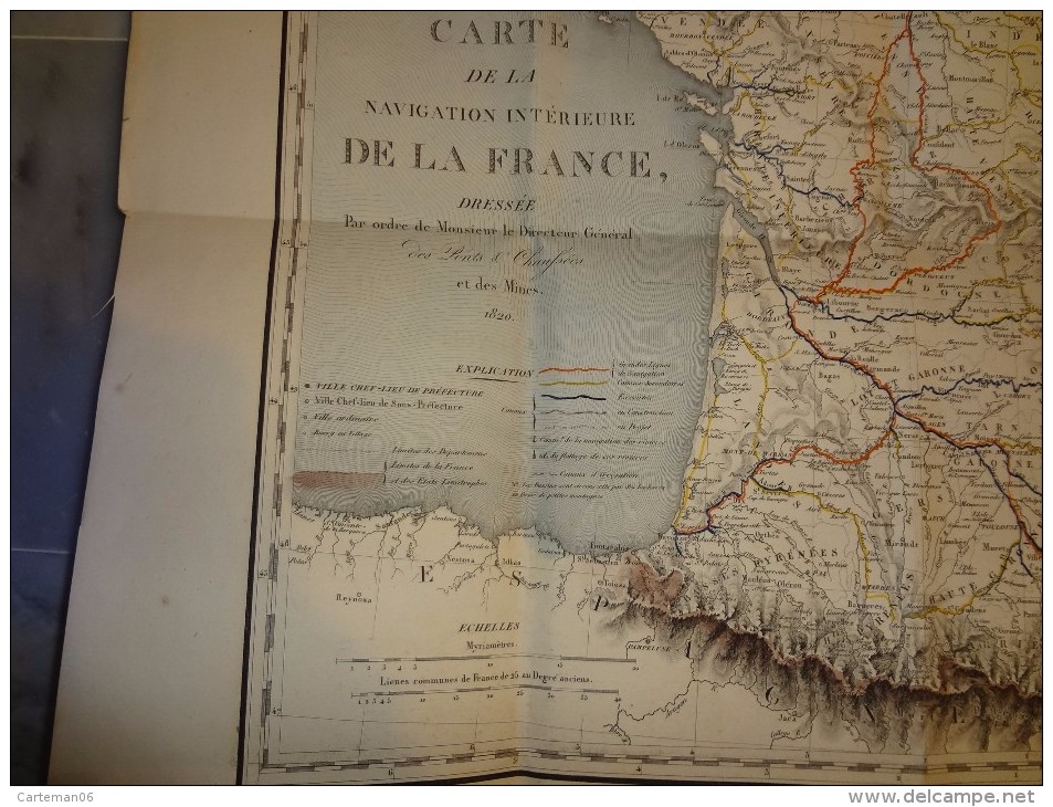 Carte Navigation Intérieure De France, Dressée Par Ordre Du Directeur Général Des Ponts Et Chaussées Et Des Mines - 1820 - Seekarten